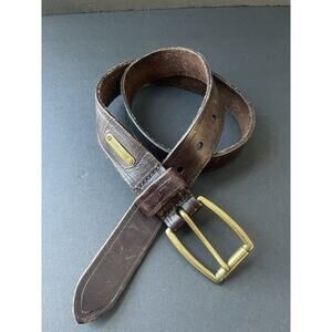 Ralph Lauren Womens Belt Size 32 Brown Genuine Italian Leather Embossed Casual